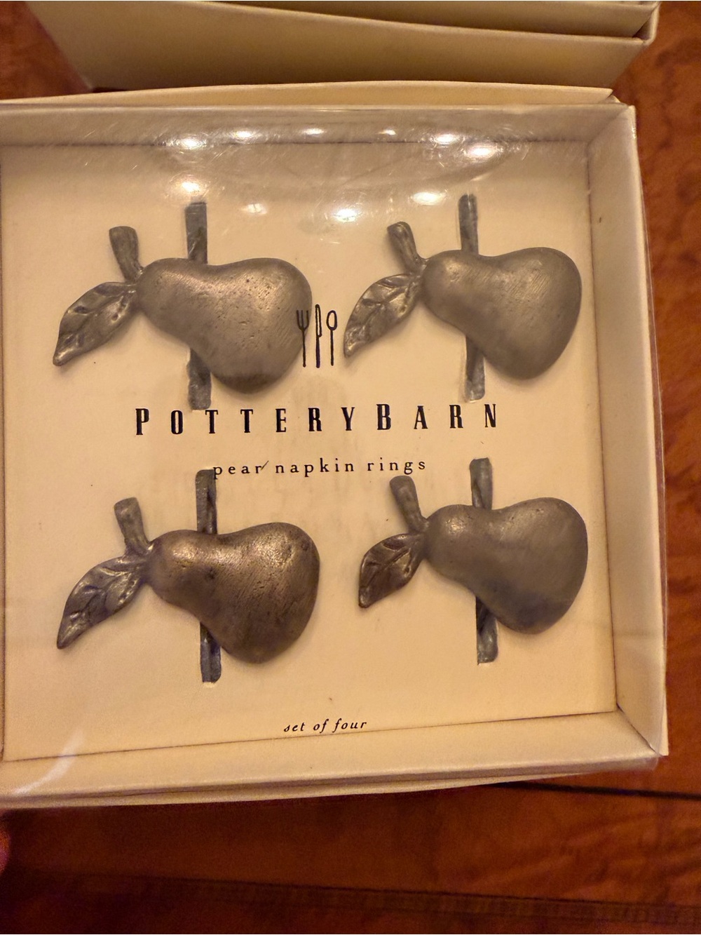 Pottery Barn Pewter Pear Napkin Rings - Set of 4 - Picture 2 of 4